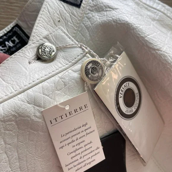 NWT Auc Versace Runway Alligator embossed Leather white Wrap Mini Skirt - Picture 15 of 17